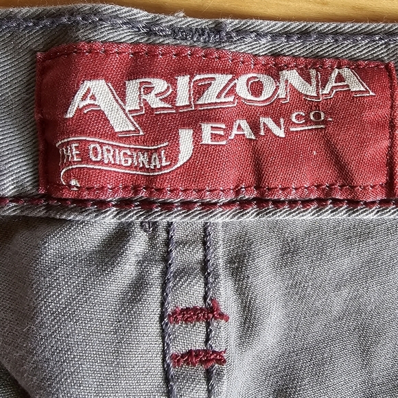 ARIZONA Men's Slim Straight 100% Cotton Gray Pants - Picture 4 of 11